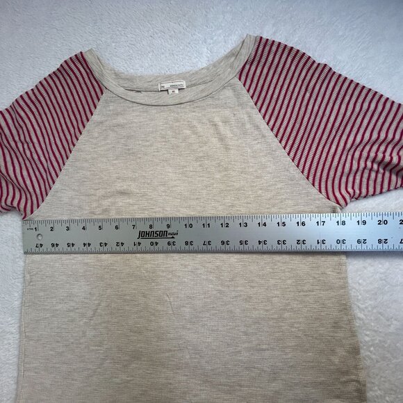 Gap Womens Gray Pink Striped 3/4 Sleeve Baseball Thermal Tee Top XS Casual - Picture 7 of 8